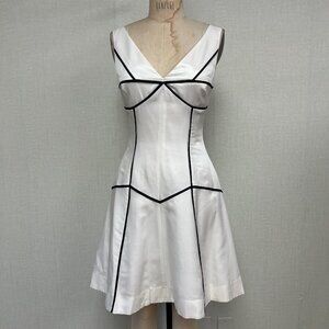 NWT 43.46 aggaj Color Black Fit Flair Silk and Cotton Blend Dress Size 6